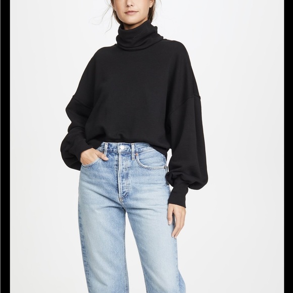 Agolde Balloon Sleeve Sweatshirt in Black Size: XS - Picture 5 of 10